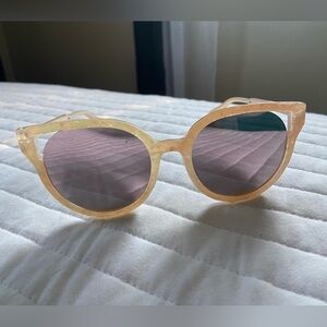 Pink/peach reflective lens cat-eye sun glasses - OSFM